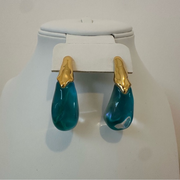 Alexis Bittar Gold and Turquoise Earrings - Picture 5 of 9